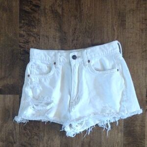 White Arizona Distressed Denim Shorts